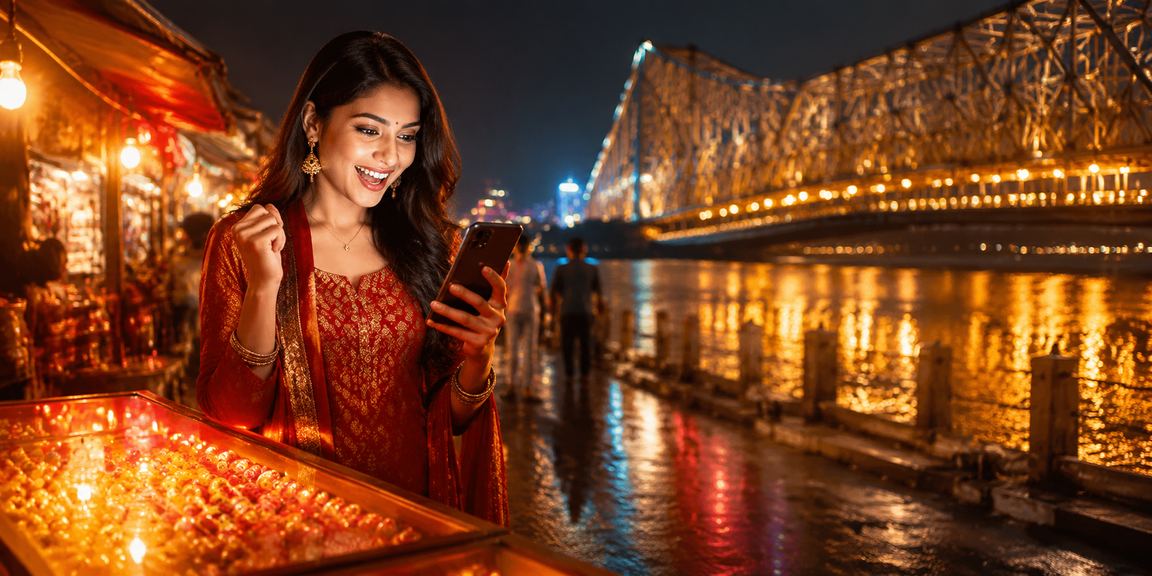 Kolkata Howrah Bridge lottery and festive lights